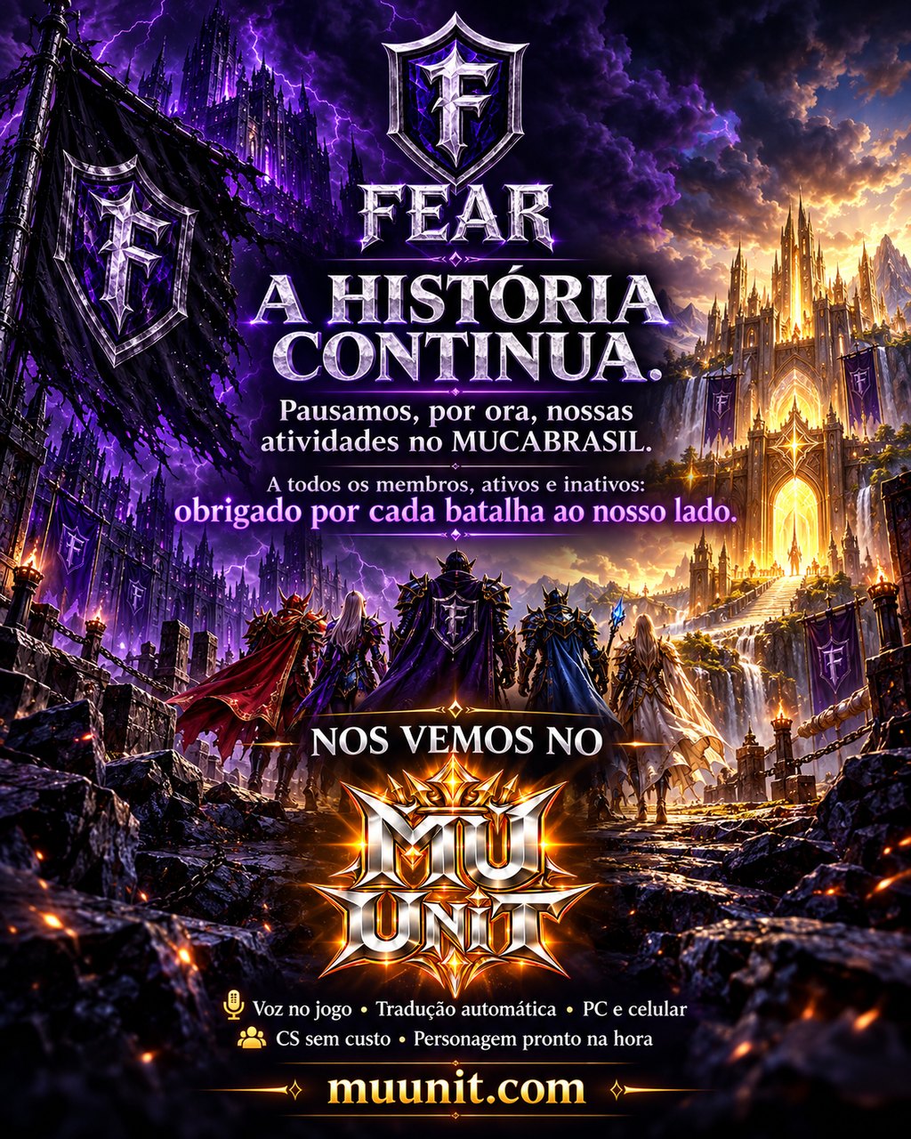 Fear: a história continua. Pausamos, por ora, nossas atividades no MUCABRASIL. Nos vemos no MU Unit.
